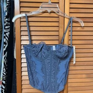 URBAN OUTFITTERSLace Trimmed Blue Corset Top